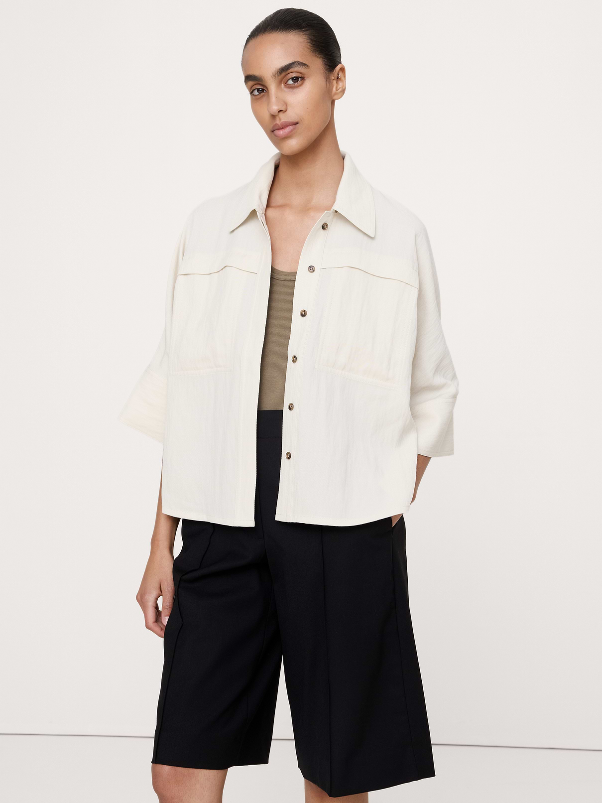 Drapey Twill Shirt Jacket
