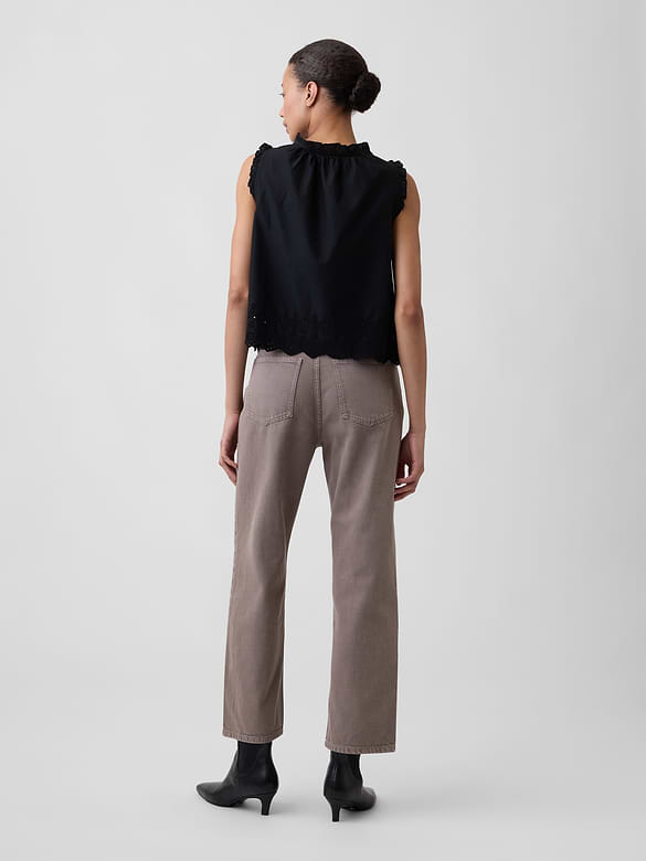 Low Slung Relaxed Straight Crop Jeans