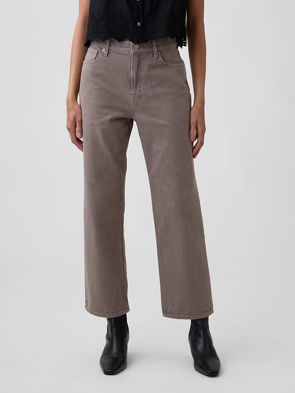 Low Slung Relaxed Straight Crop Jeans