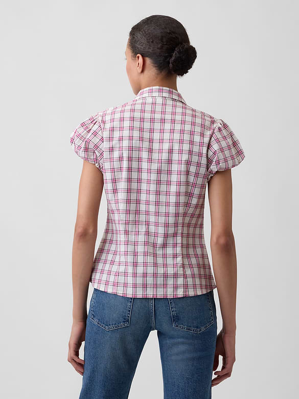 Poplin Puff Sleeve Shirt
