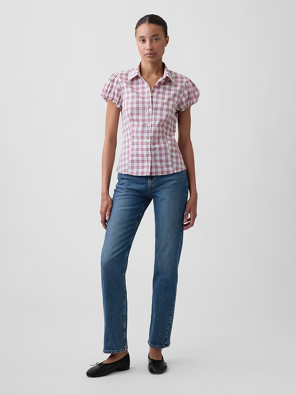 Poplin Puff Sleeve Shirt
