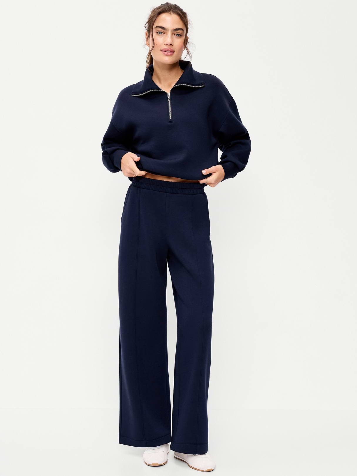High-Waisted Bounce Fleece Wide-Leg Sweatpants - In the Navy by Old Navy