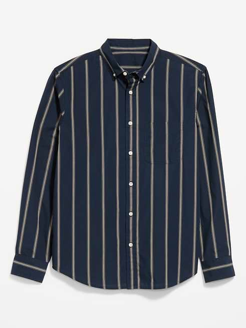 dark blue striped dress shirt Old Navy Men's Classic Fit Everyday Poplin - Size:S / 15