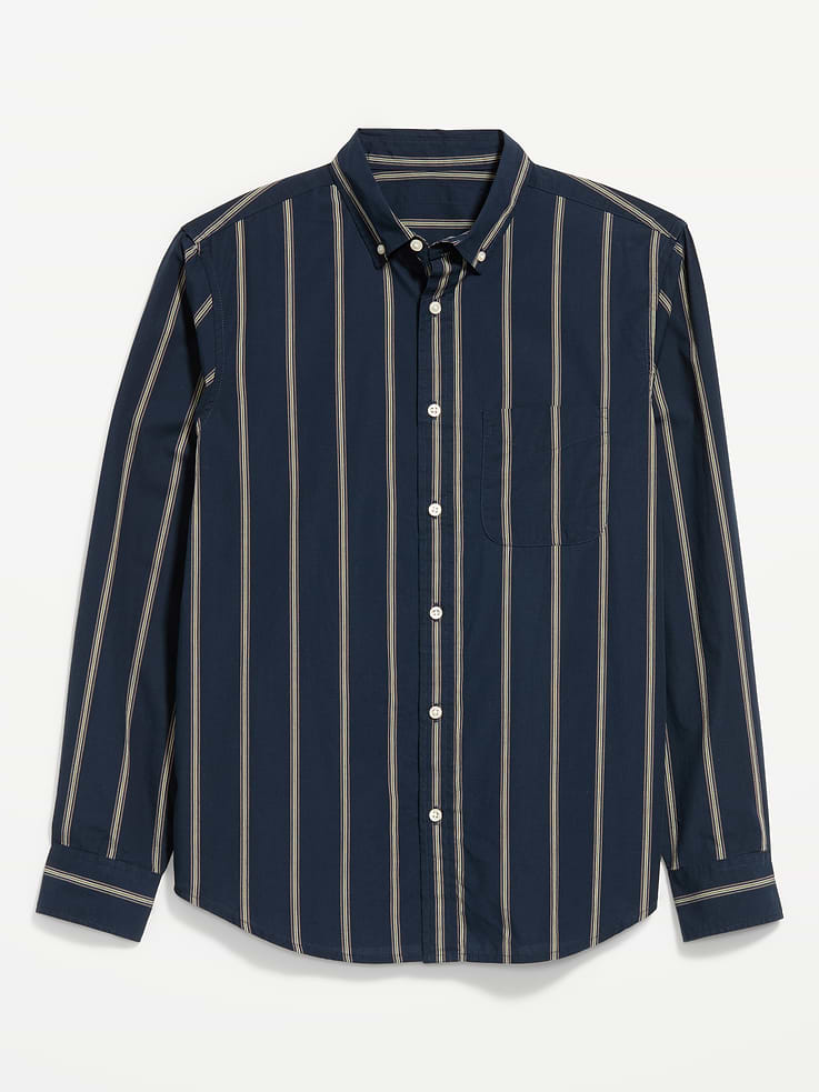 L'image numéro 4 présente Chemise passe-partout coupe classique en popeline à rayures