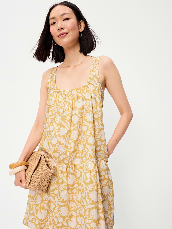 Sleeveless Scoop-Neck Mini Swing Dress