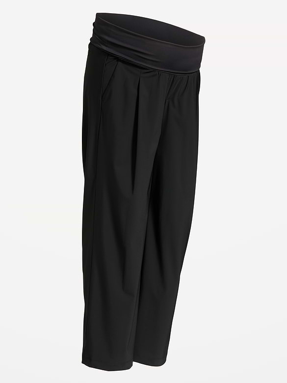 Maternity Rollover-Waist SleekTech Trouser Pants