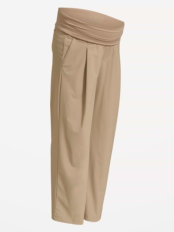 Maternity Rollover-Waist SleekTech Trouser Pants