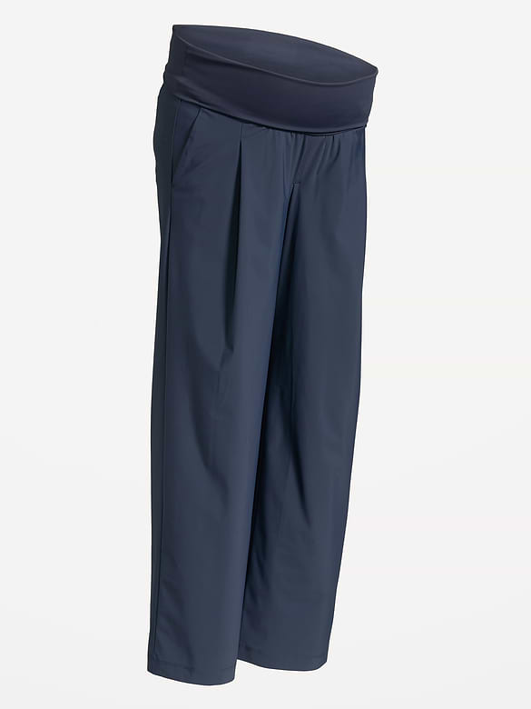 Maternity Rollover-Waist SleekTech Trouser Pants