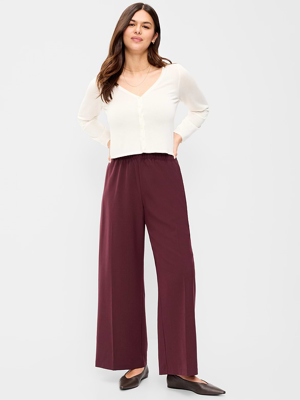 High-Waisted Wide-Leg Trouser Pants