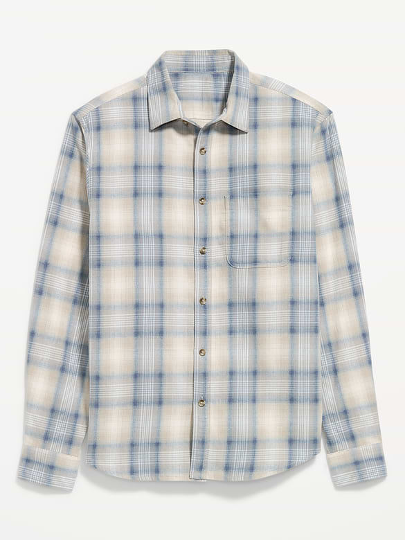 Relaxed Long-Sleeve Plaid Flannel Pocket Shirt
