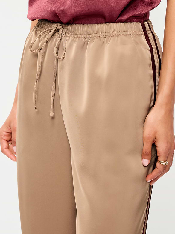 High-Waisted Satin Track Pants