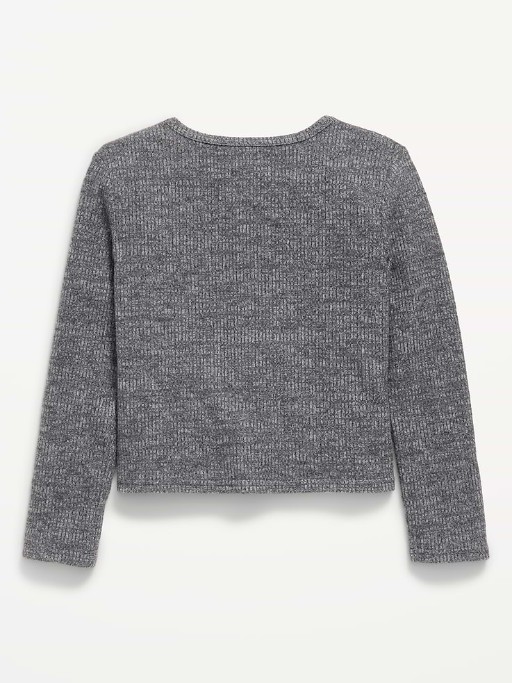 Image 2 of 2, CozePlush Cardigan Sweater for Girls