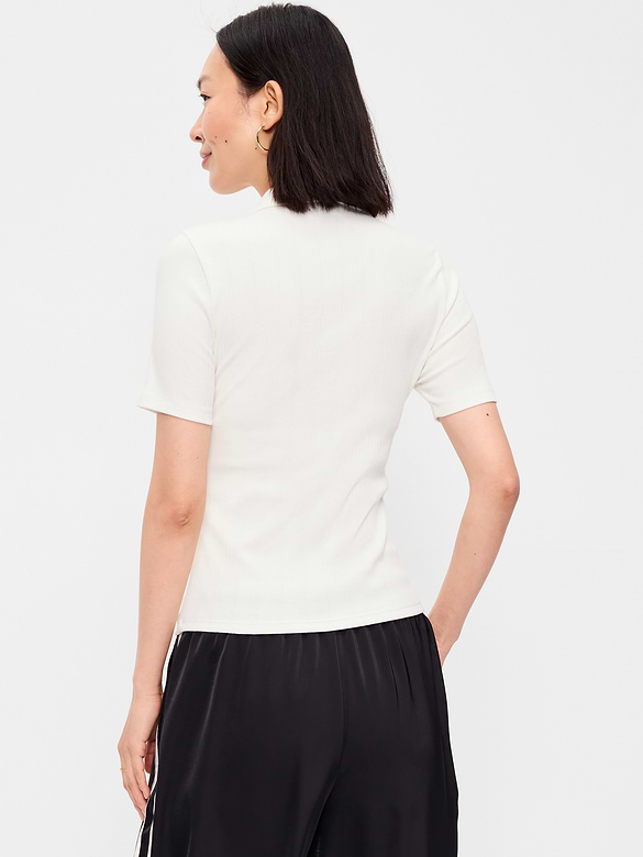 Ribbed Keyhole Polo Top