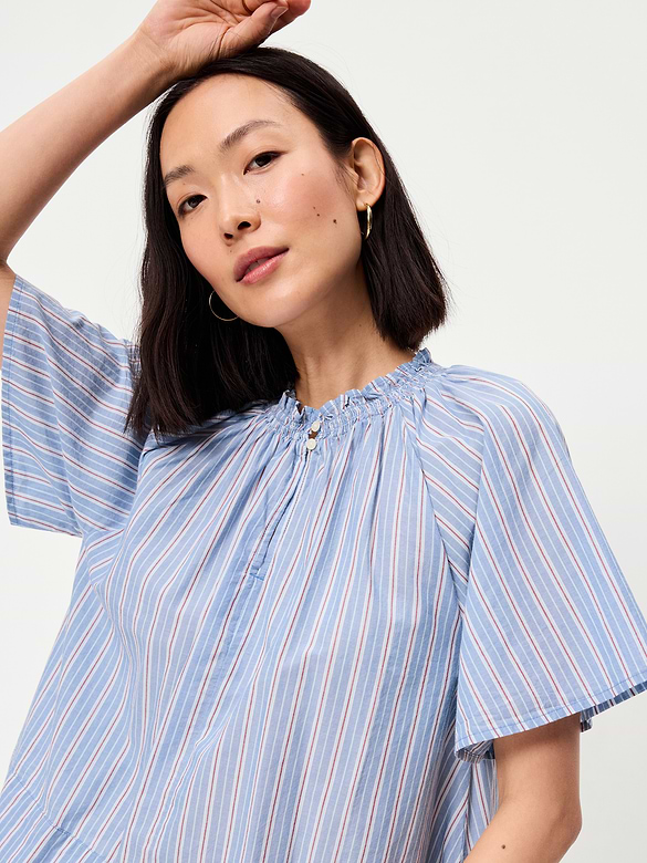Loose Short-Sleeve Striped Top