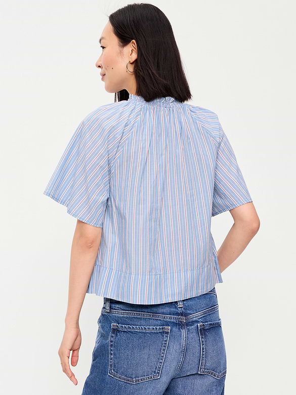 Loose Short-Sleeve Striped Top