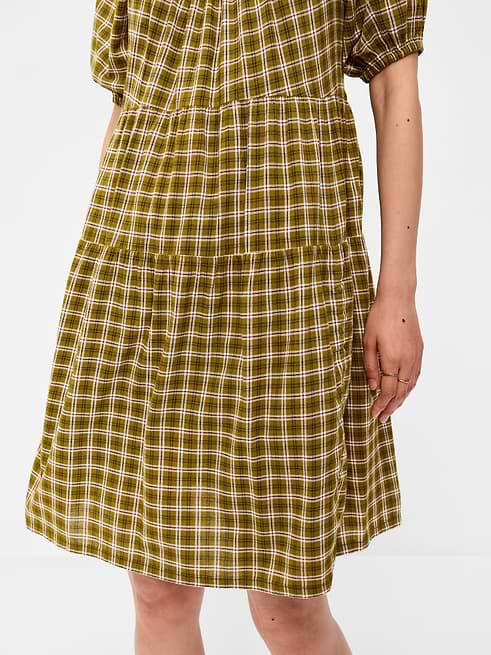 gold dress old navy Women's Puff-Sleeve Smocked Mini Swing - Green elegant black and gold dress