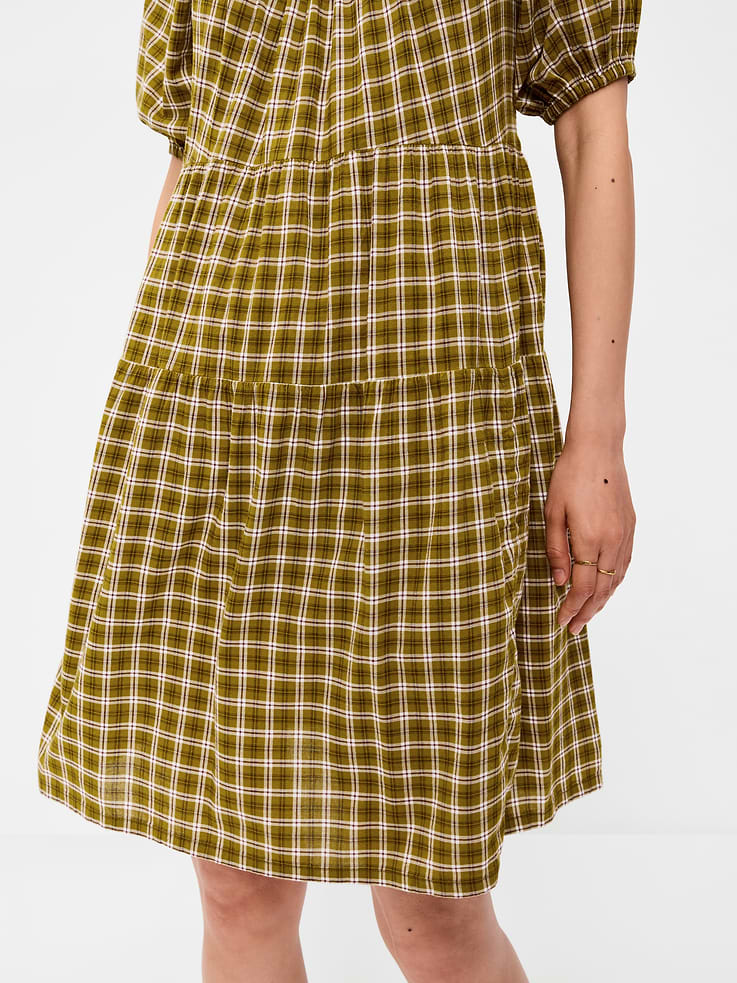 Image number 4 showing, Puff-Sleeve Smocked Mini Swing Dress