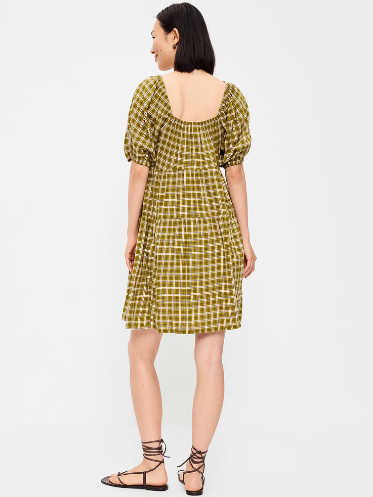 Image number 2 showing, Puff-Sleeve Smocked Mini Swing Dress
