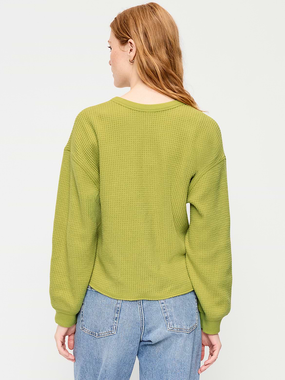 Long-Sleeve Crew-Neck Henley T-Shirt