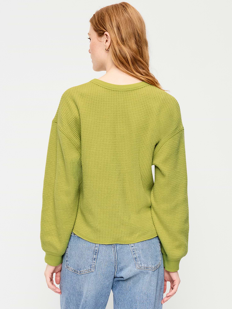 Image number 2 showing, Long-Sleeve Crew-Neck Henley T-Shirt