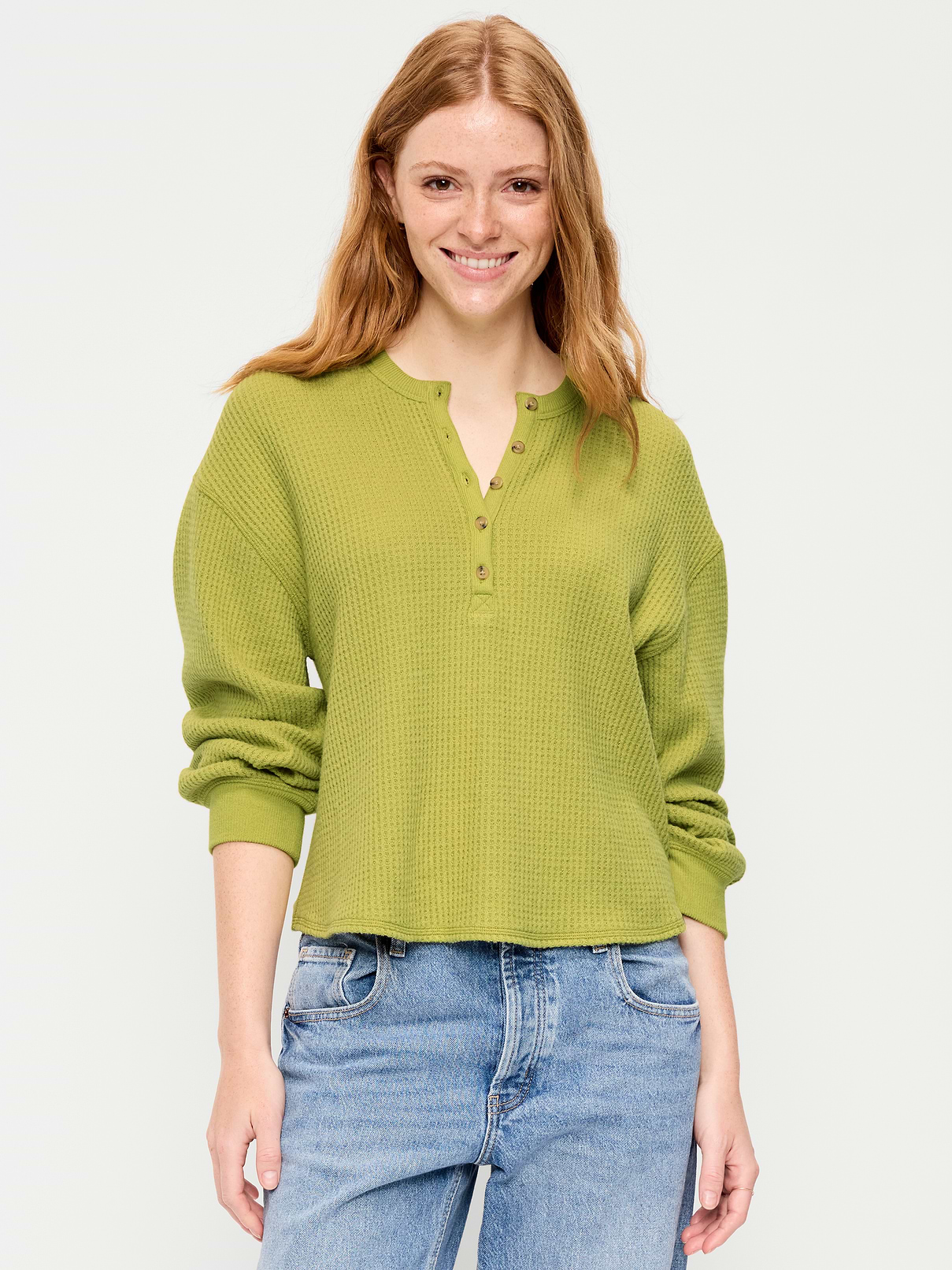 Long-Sleeve Crew-Neck Henley T-Shirt
