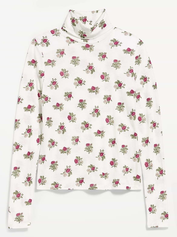 Slim-Fit Printed Turtleneck
