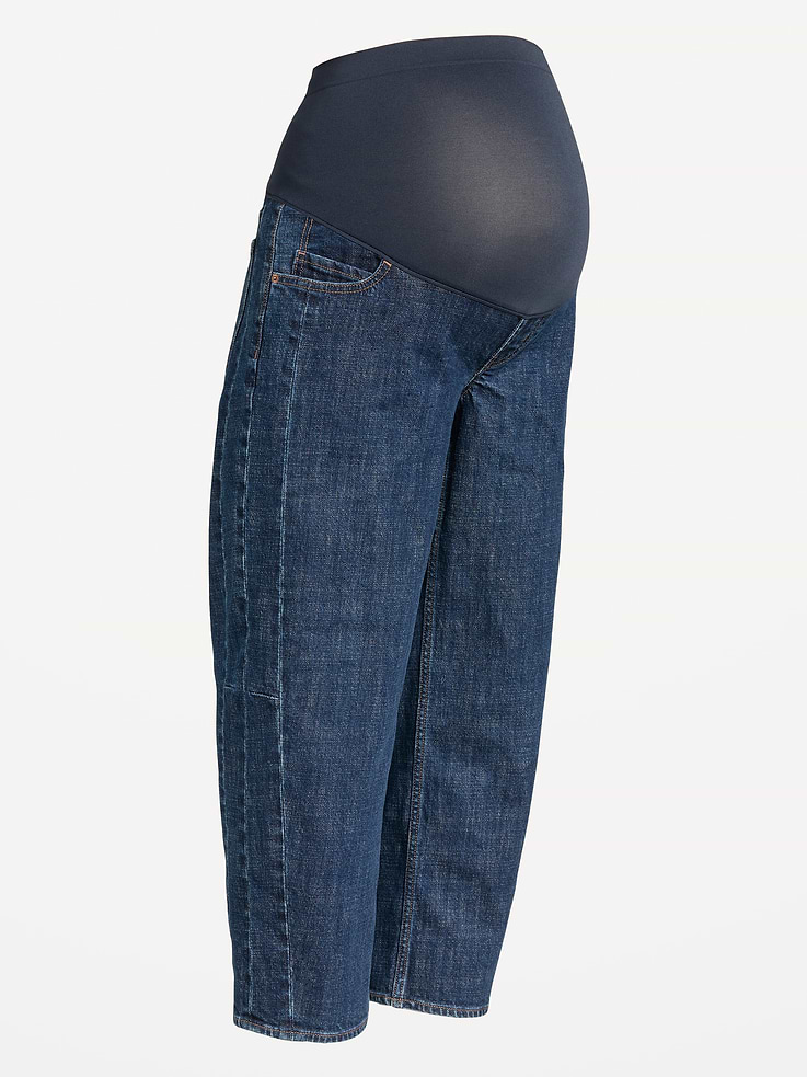 Image number 4 showing, Maternity Full-Panel Barrel Ankle Jeans