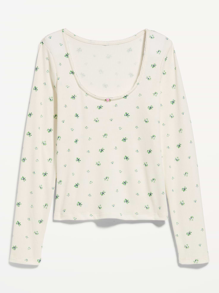 Image number 5 showing, Waffle-Textured Long-Sleeve Pajama Top