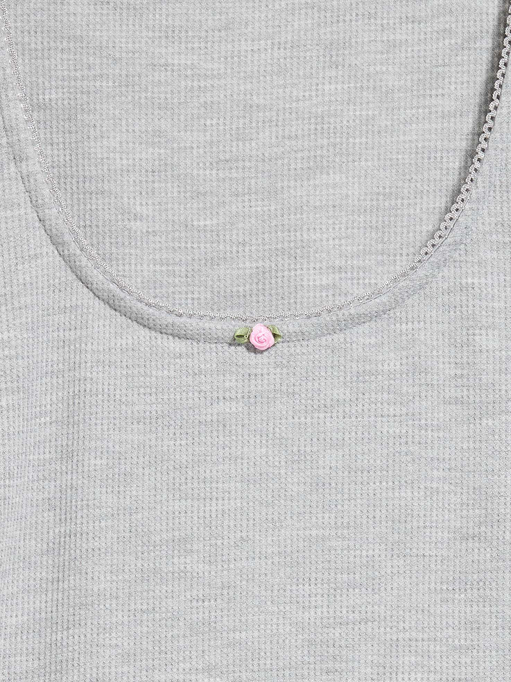 Image number 4 showing, Waffle-Textured Long-Sleeve Pajama Top
