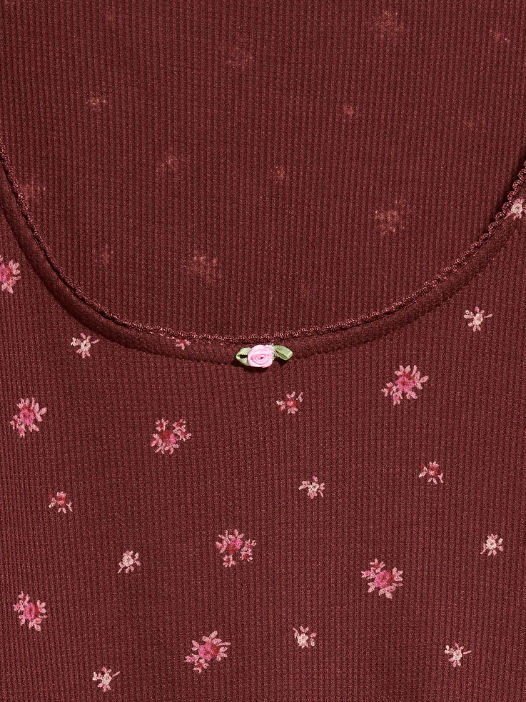 Image number 4 showing, Waffle-Textured Long-Sleeve Pajama Top