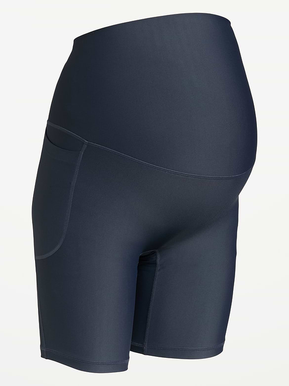 Maternity Full-Panel PowerSoft Biker Shorts -- 8-inch inseam