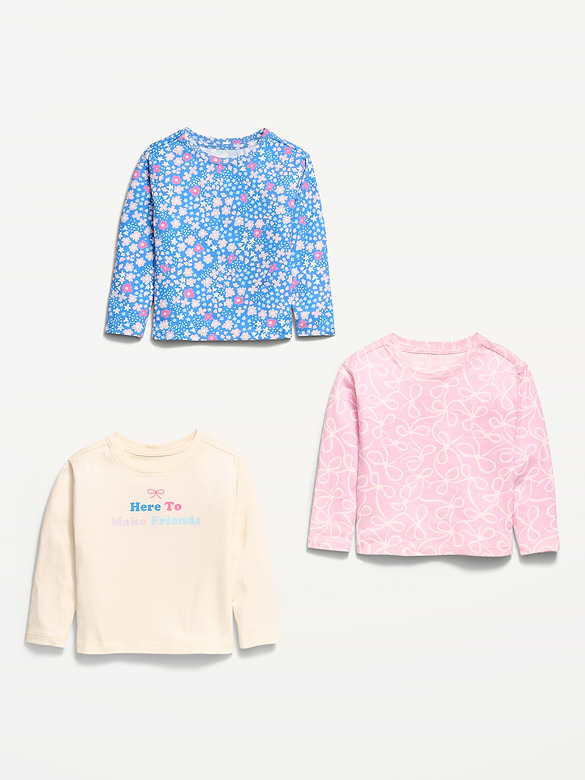 Long-Sleeve T-Shirt 3-Pack for Toddler Girls