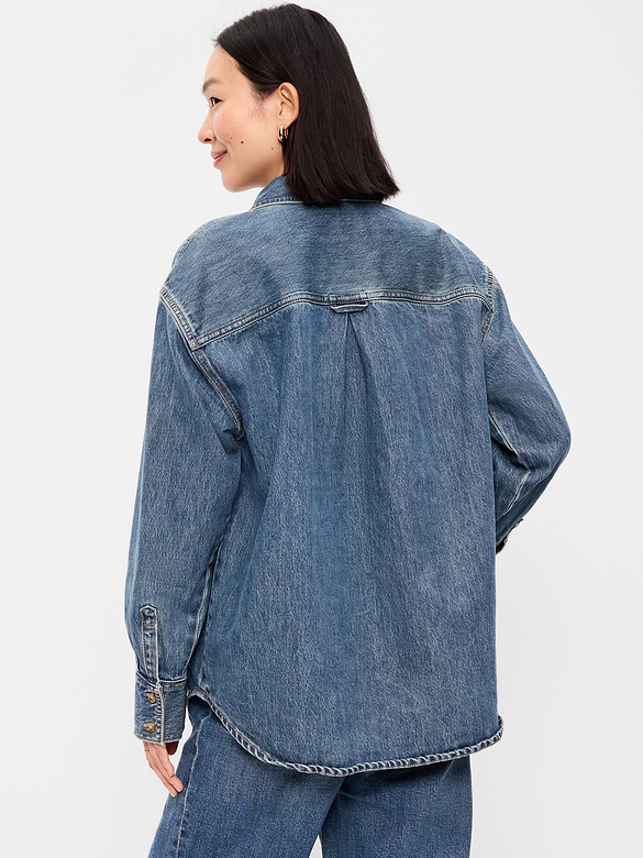 Oversized Boyfriend Button-Down Jean Shirt