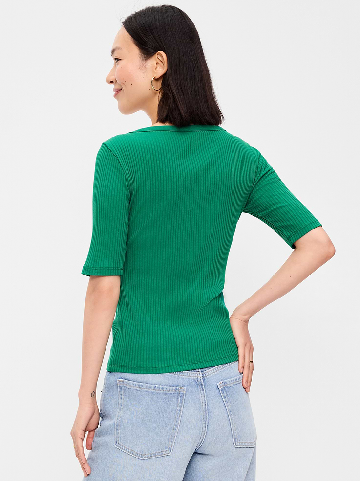 Image number 2 showing, Scoop-Neck Fitted Henley Top