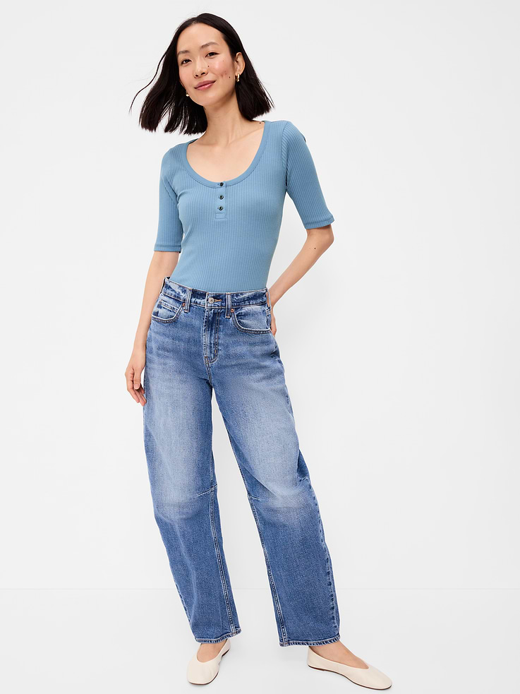 Image number 3 showing, Scoop-Neck Fitted Henley Top