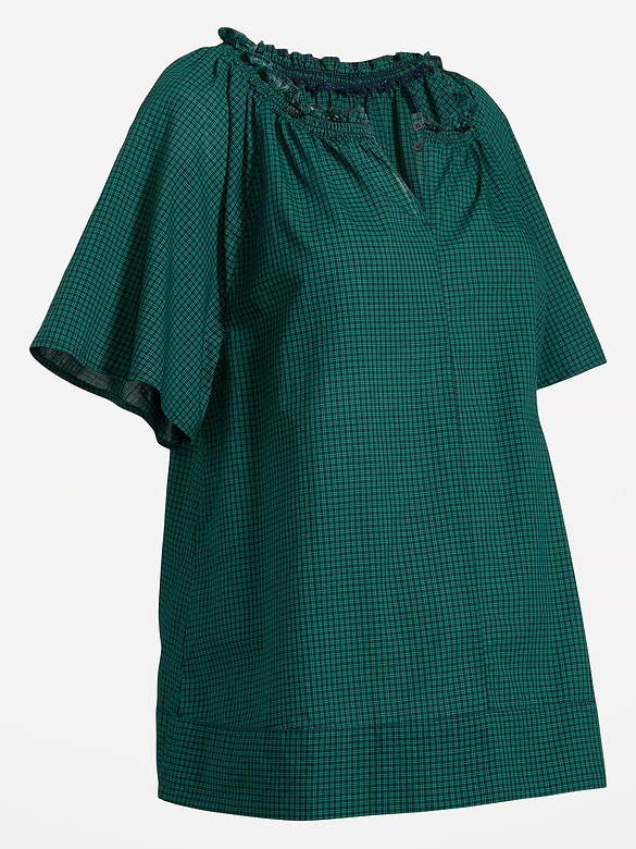 Maternity Ruffle-Collar Popover Top