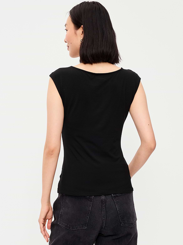 Gathered-Shoulder Rosette Top