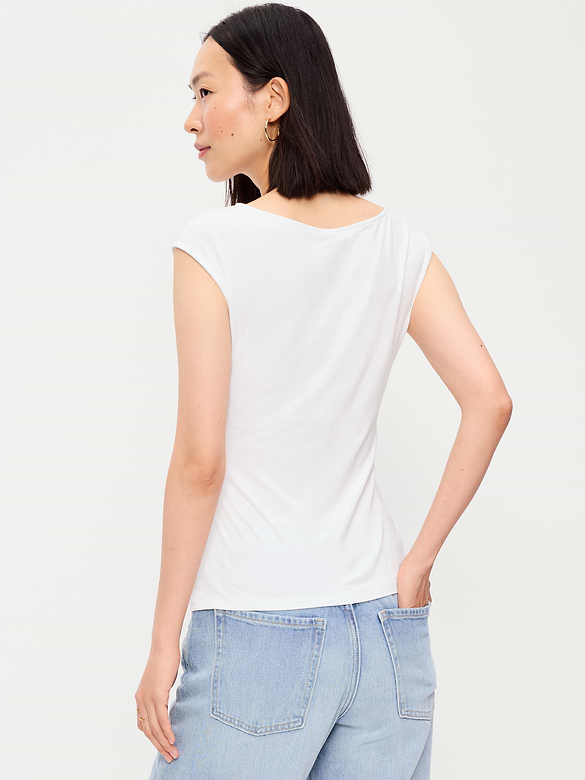Gathered-Shoulder Rosette Top