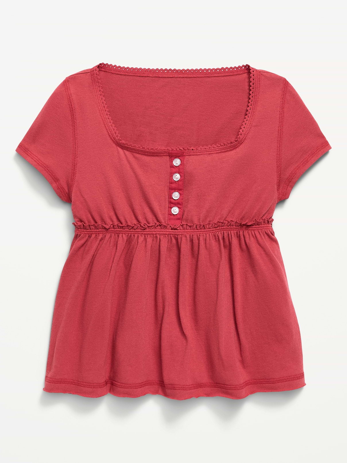 Image number 1 showing, Short-Sleeve Henley Top for Girls