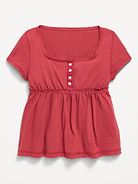 Image number 1 showing, Short-Sleeve Henley Top for Girls