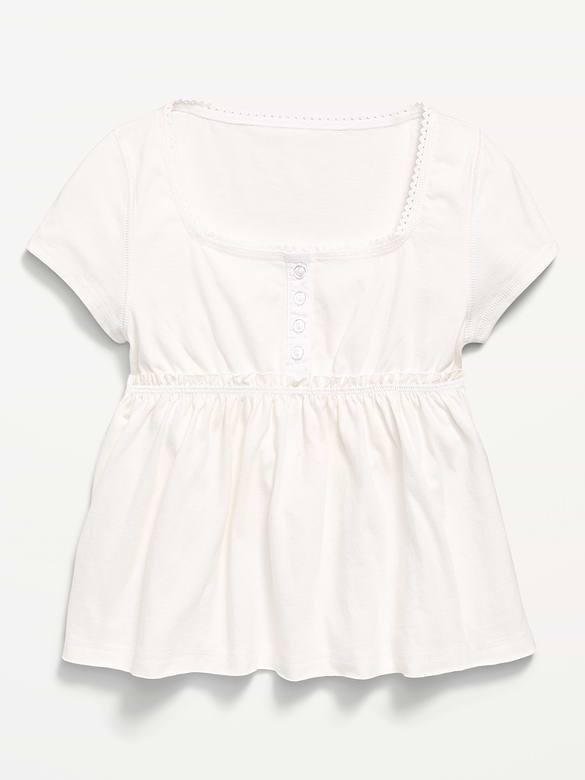 Short-Sleeve Henley Top for Girls