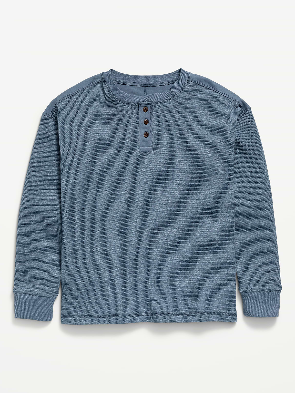 Image number 1 showing, Oversized Long-Sleeve Waffle Knit Henley T-Shirt for Boys
