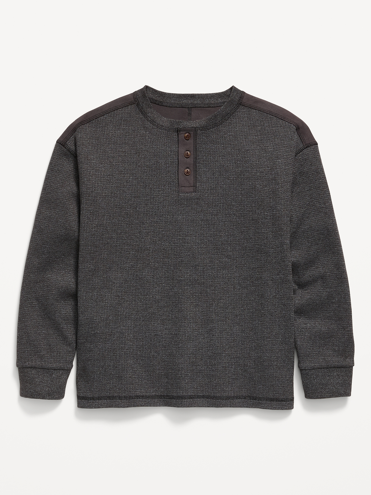 Oversized Long-Sleeve Waffle Knit Henley T-Shirt for Boys | Old Navy