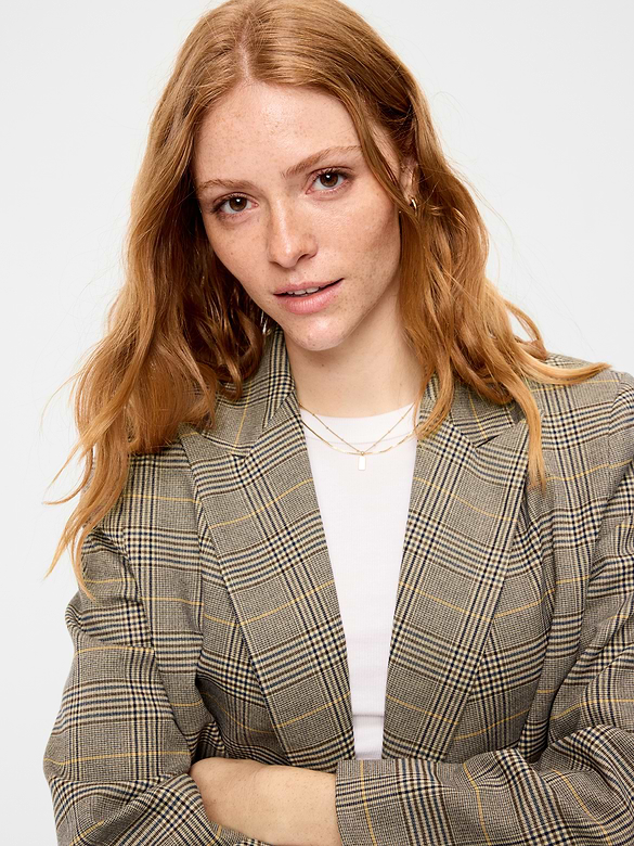 Oversized Twill Double-Breasted Blazer