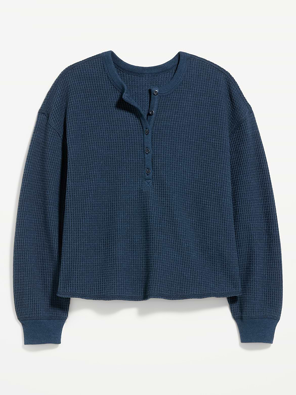 Long-Sleeve Crew-Neck Henley T-Shirt