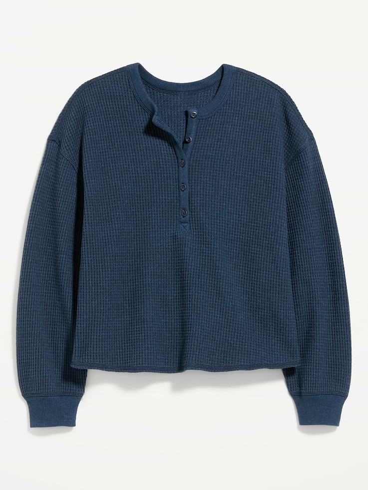Image number 1 showing, Long-Sleeve Crew-Neck Henley T-Shirt