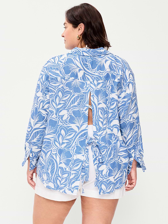 Open-Back Button-Down Shirt