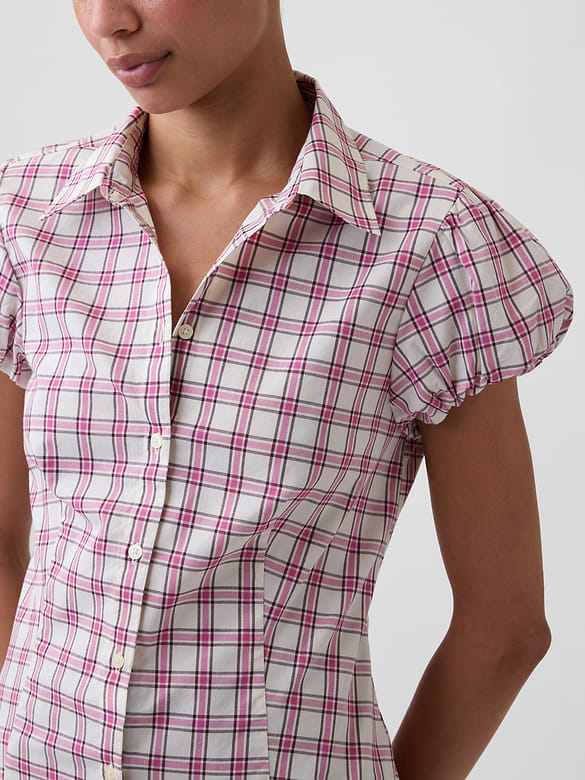 Poplin Puff Sleeve Shirt