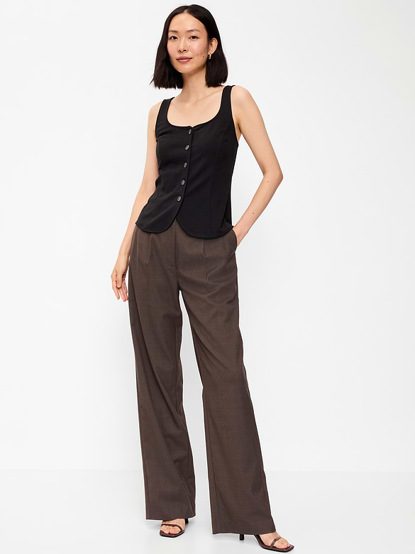 High-Waisted Taylor Trouser Wide-Leg Pants
