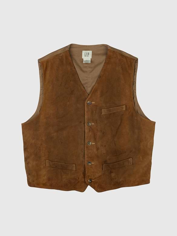 GapVintage Mens 90s Leather Vest - L